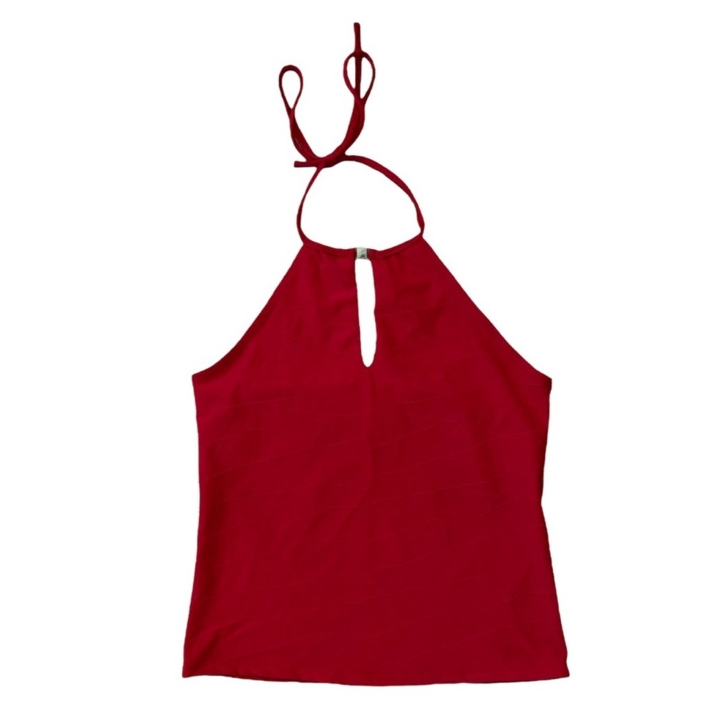 Y2K Red Sleeveless Tank Top with Cut Out Tie Front